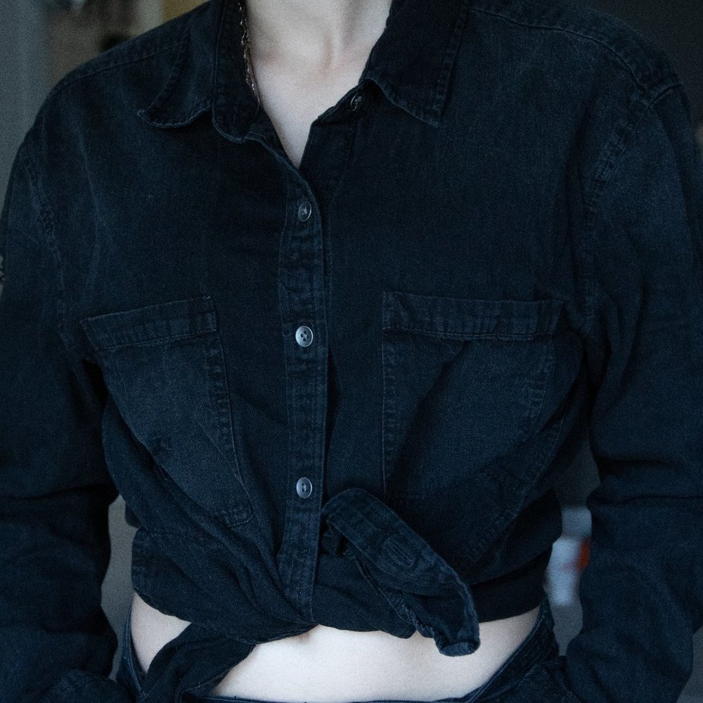 American Eagle Black Jean Jacket